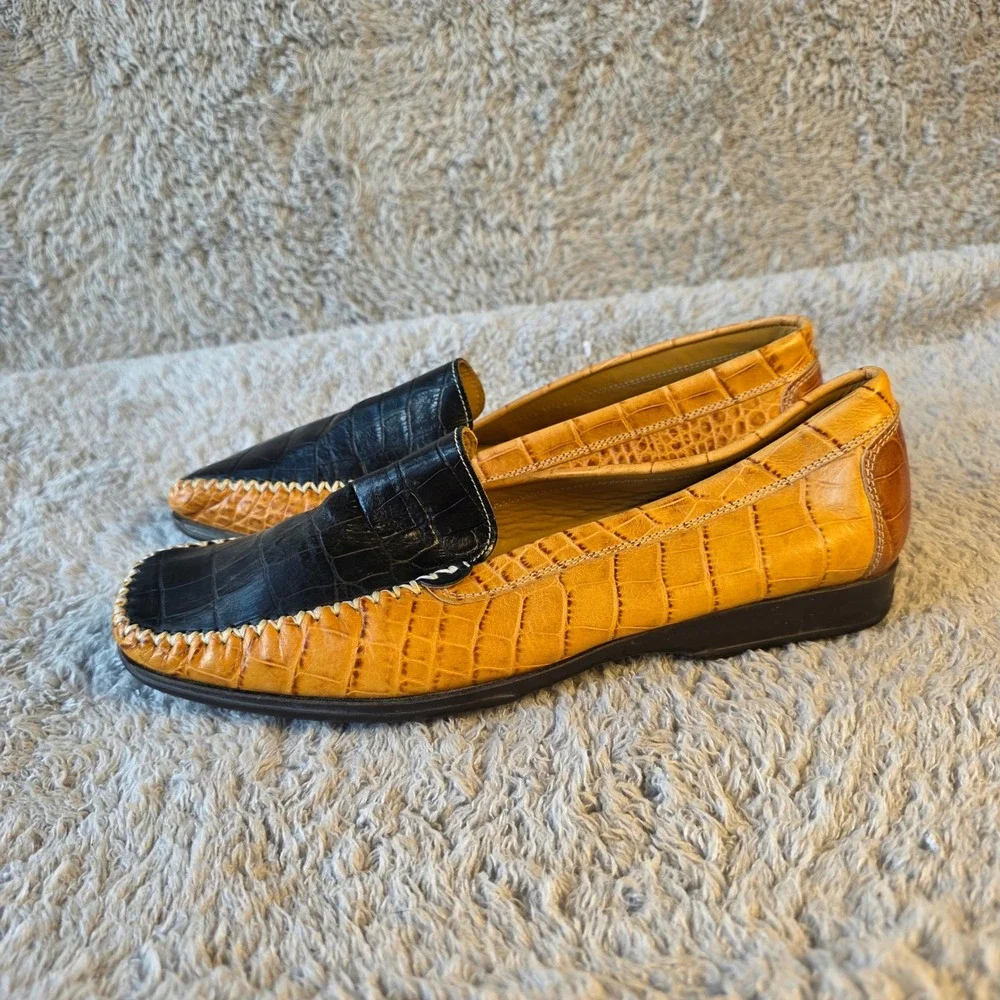 VTG Lederer Vintage Crocodile Embossed Leather Loafers Womens - EU 38 US 7‎